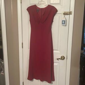 Red maxi dress, dinner dress with cap sleeves.
